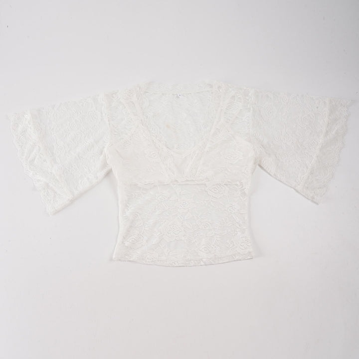 Dame elegant spids toppen med voluminøse ruffle detaljer Skovae