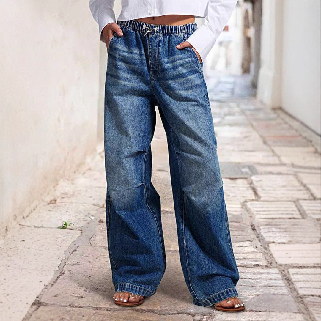 Dame Løst skåret jeans med elastisk talje og moderigtigt design Stilla