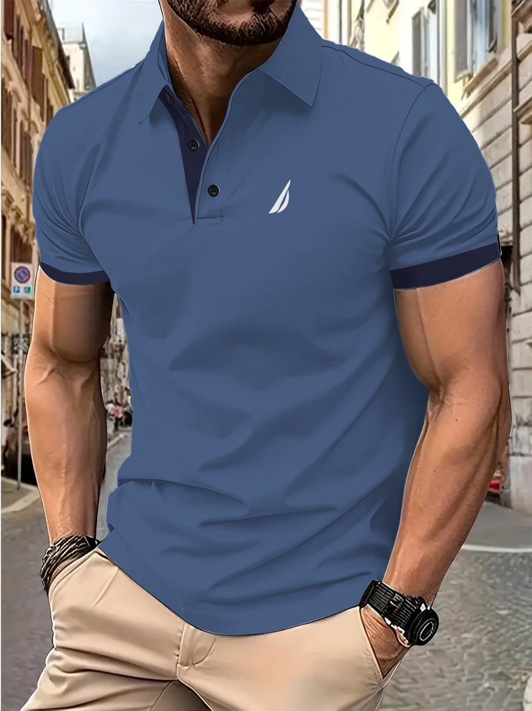 Herre poloshirt med moderne krave og åndbart materiale Stilla