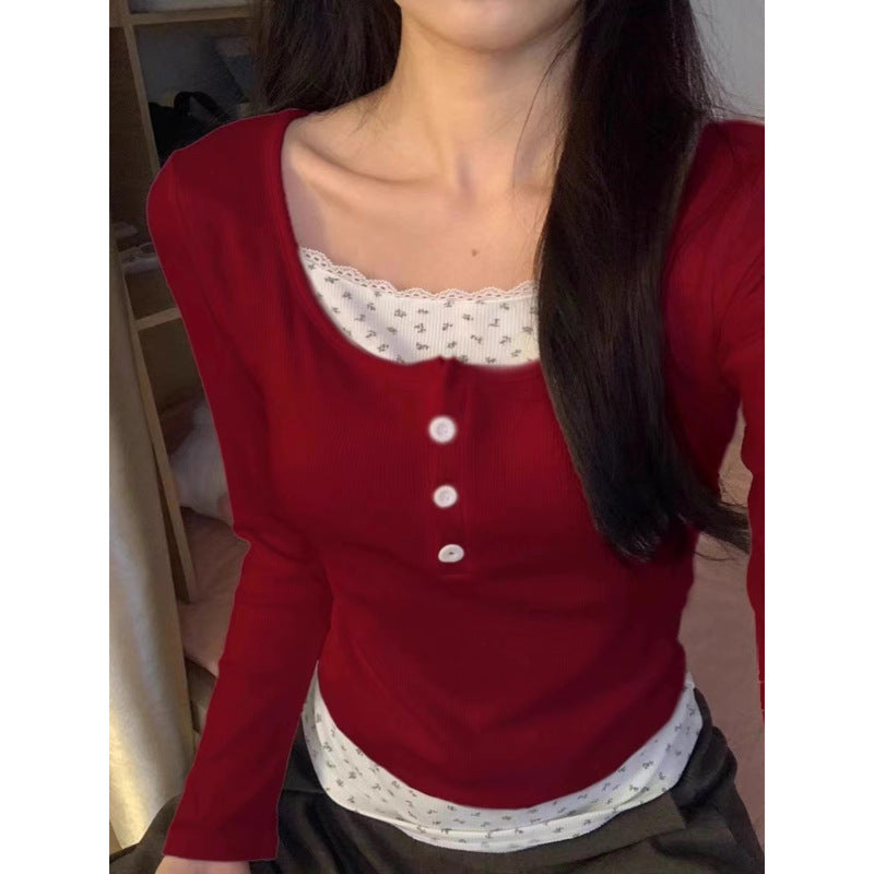 Femme Klassisk Button-Up Henley Overdel Stilla
