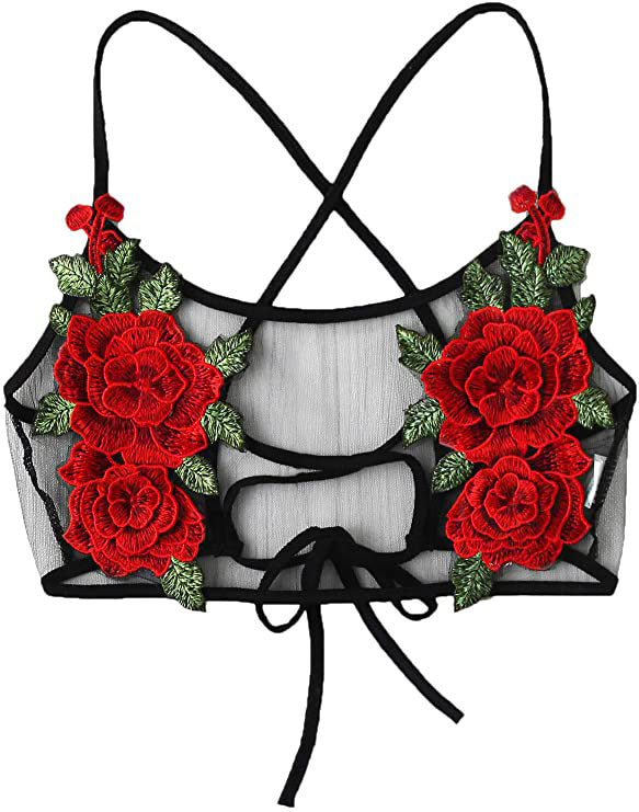 Dame Floral Broderet Net-Bralette Stilla