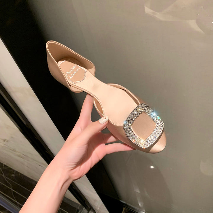 Dame Elegant Strass-besatte Slipper Stilla