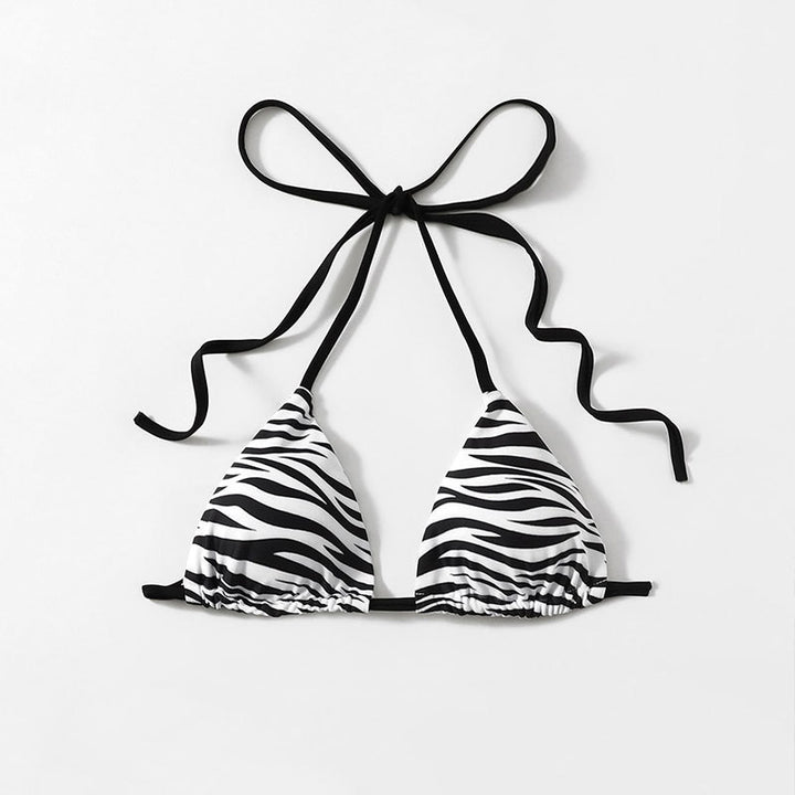 Dame triangel-bikini med moderigtig zebra-mønster og justerbare stropper Skovae