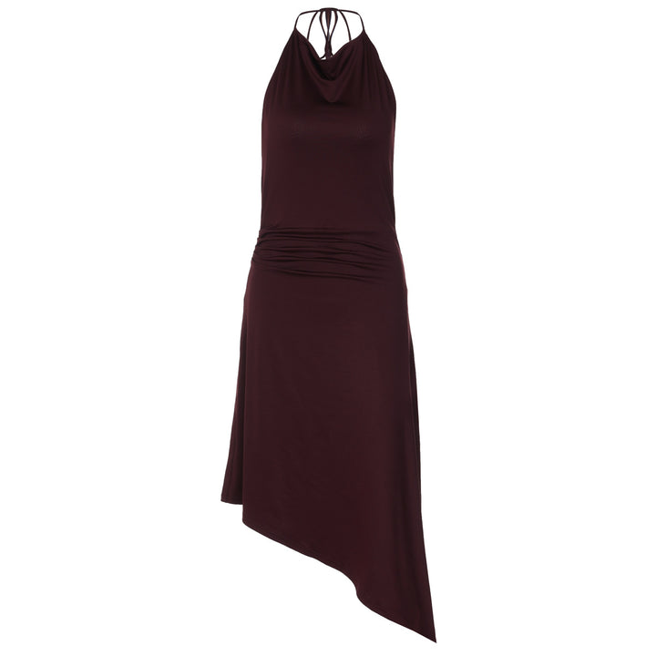 Dame Asymmetrisk Stropkjole med elegant Draperingsdesign Skovae