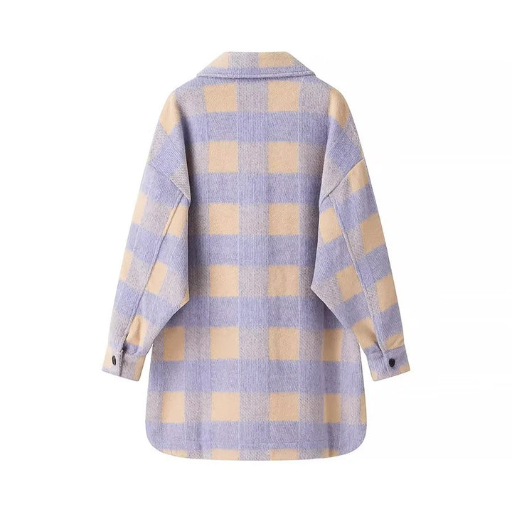 Kvinders Oversized Flannel Jakke i Ternet Mønster Stilla