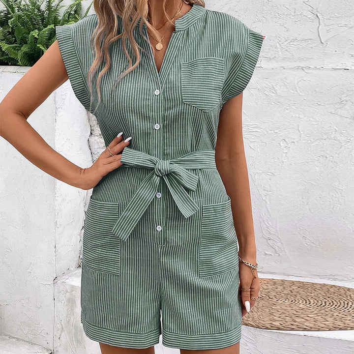 Dame kort overalls med modige striber Stilla