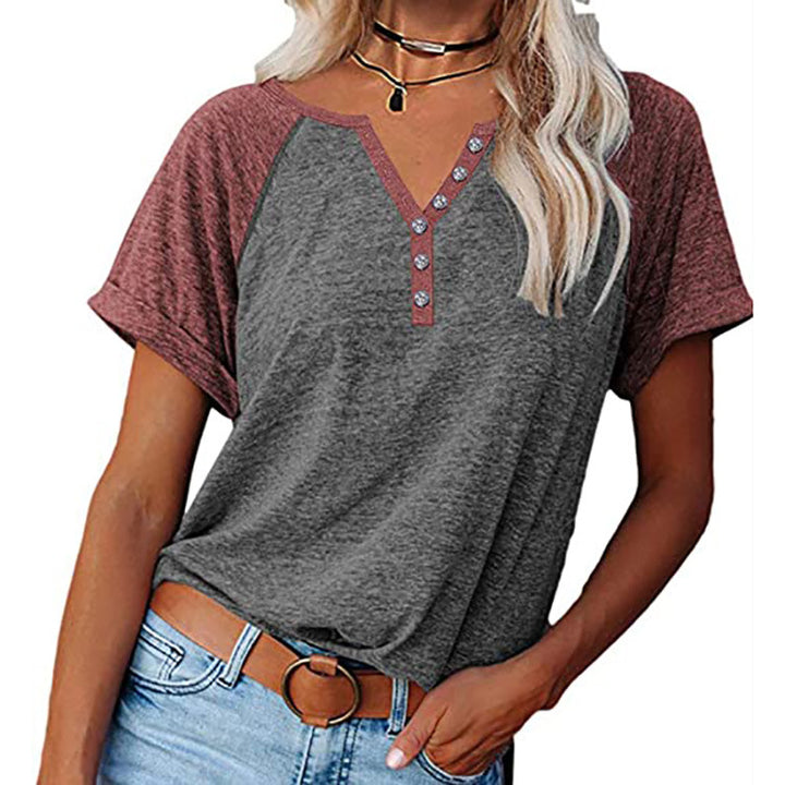 Dame afslappet T-shirt med knapstolpe Stilla