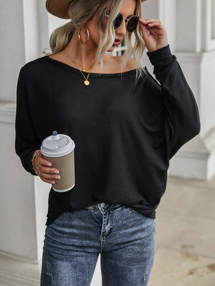 Stilla | Mode Scoop Hals Lange Ærmer Løs Bluse Top