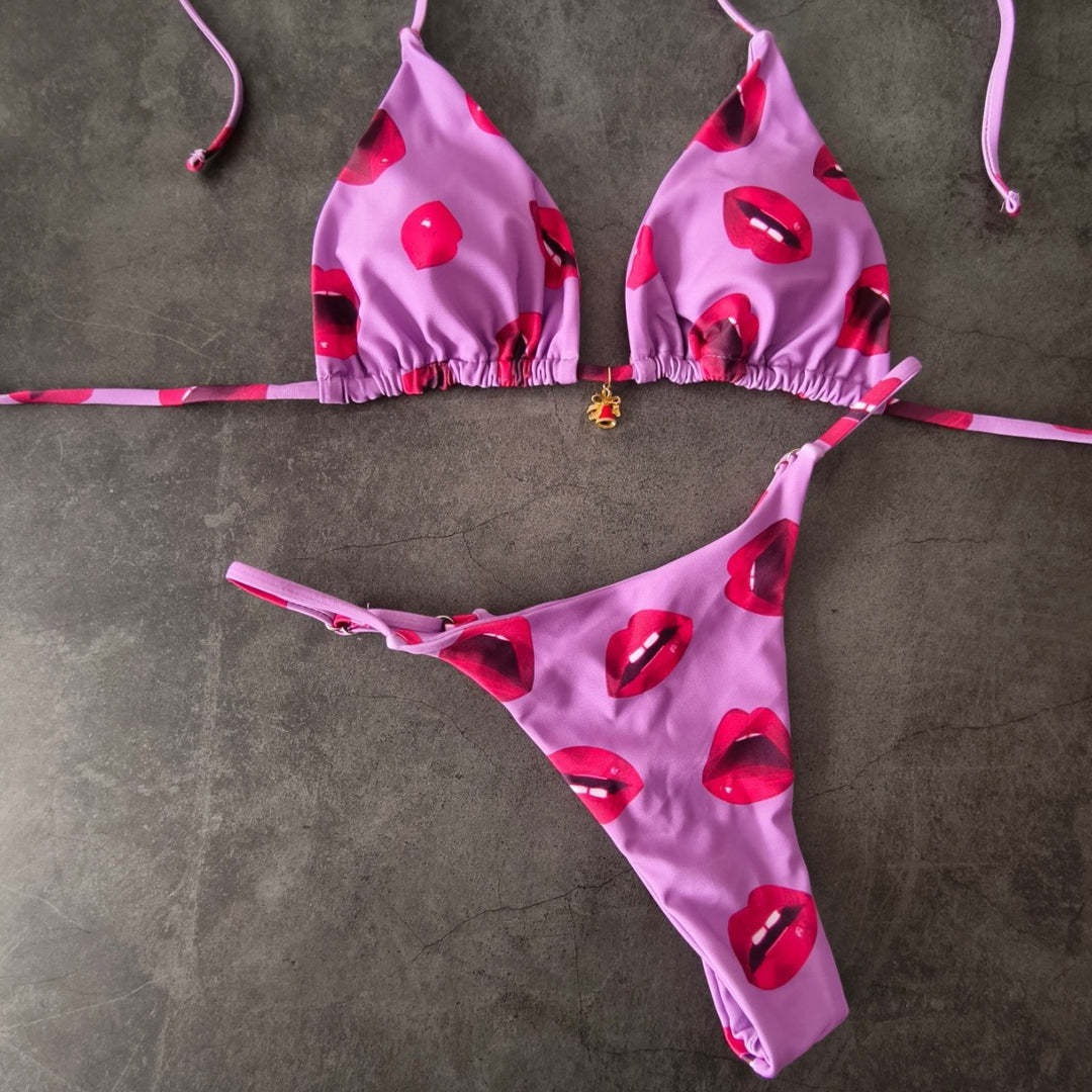 Dame bikini-sæt med justerbar trekantstop og højt skåret hoftebånd Skovae