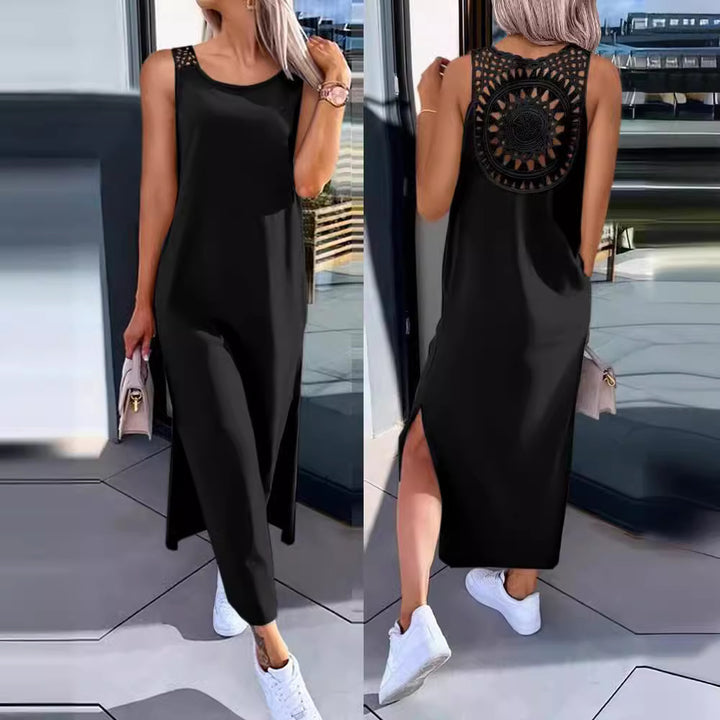 Dame Elegant Maxi-Kjole med Rygdetaljering Stilla