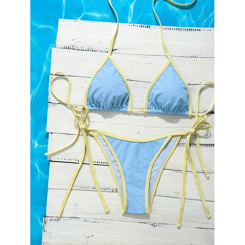 Dame triangel-bikini med justerbare stropper og sømløst design Skovae