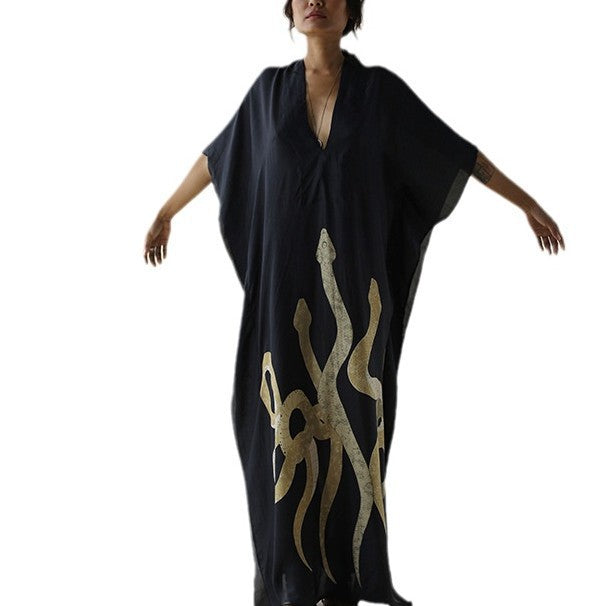 Dame maxikjole med unikt slange design Stilla