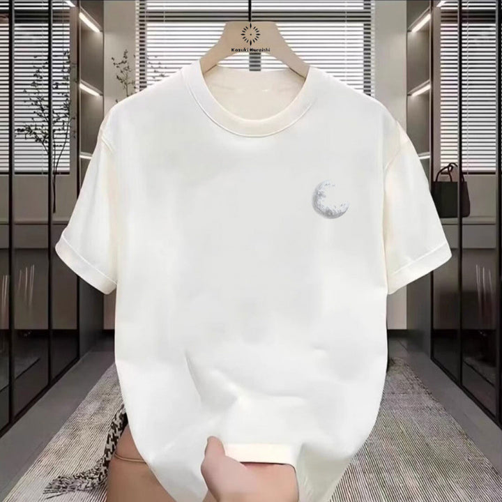 Dame T-shirt med 3D-månemotiv og afslappet snit Stilla