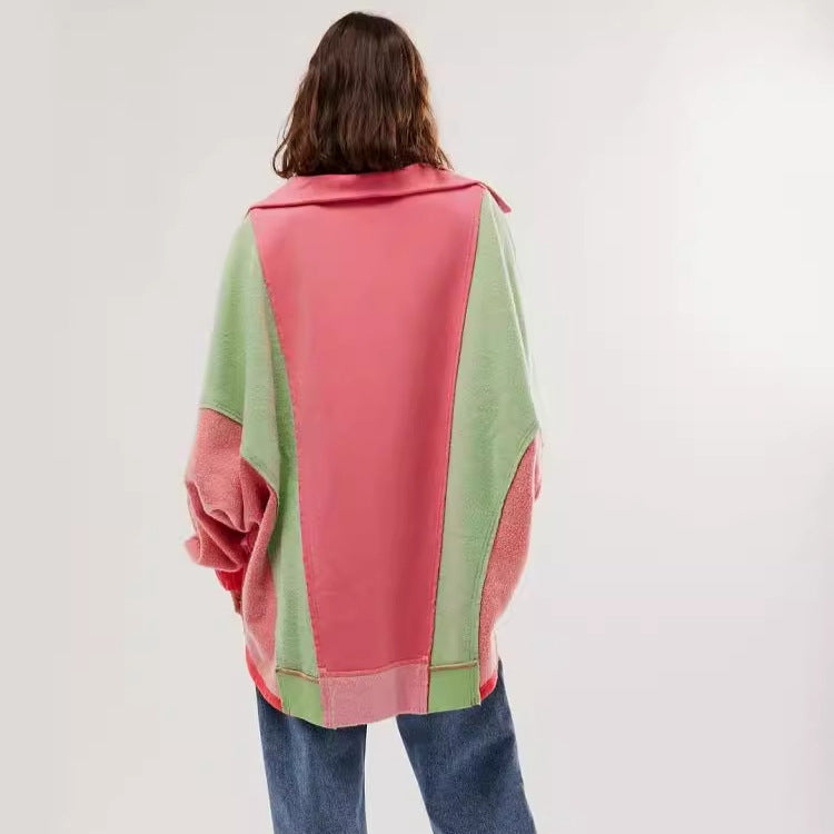 Dame Oversized Hættebluse med moderne farveblokdetaljer Stilla