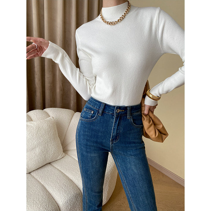 Dame fitted turtleneck top lavet af fint ribstrik Stilla