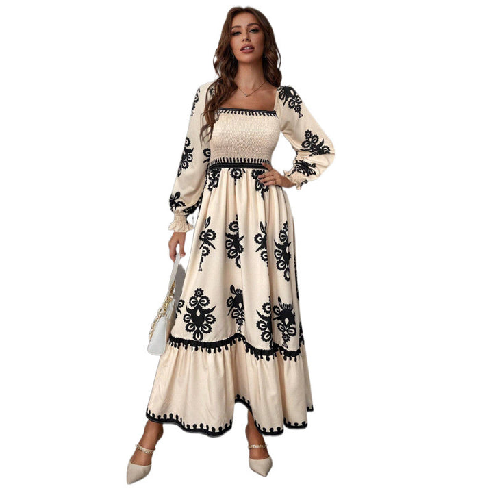 Dame Maxi-kjole i Boho-stil med blomster mønstre Stilla