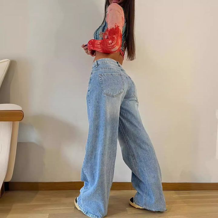 Dame High-Waist Wide-Leg Jeans med afslappet pasform og høj kvalitet forarbejdning Stilla