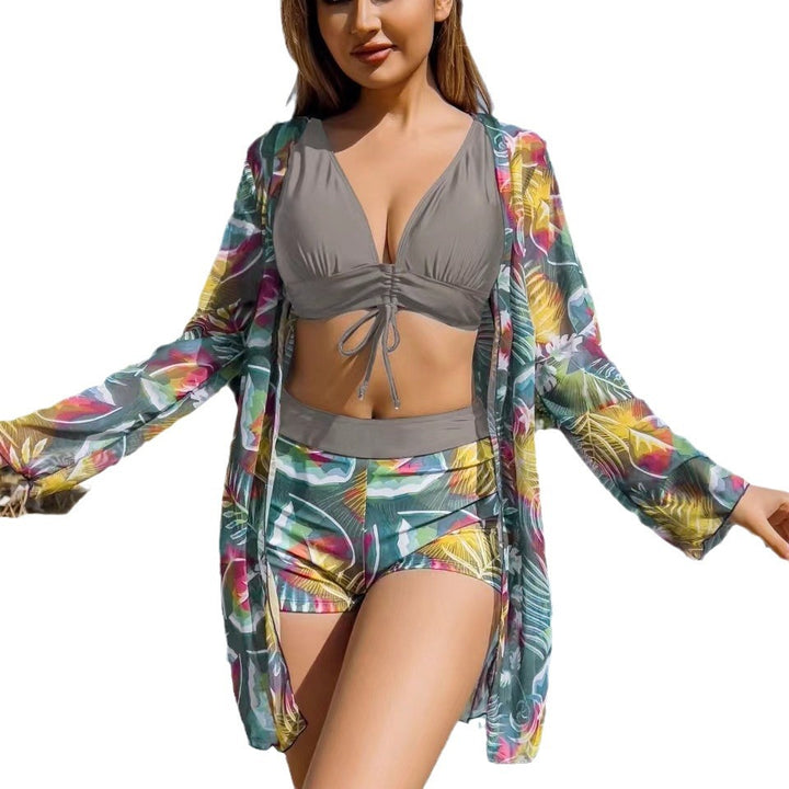 Dame To-dels Strandoutfit med blomsterprint overtræk og moderne shorts Stilla