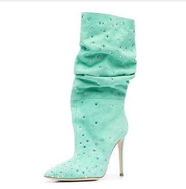 Femme Slouchy Højhælede Stiletto Støvler med Strassdetaljer Stilla