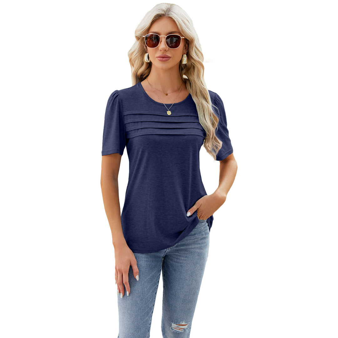 Dame Stilet T-Shirt med Rynker Stilla