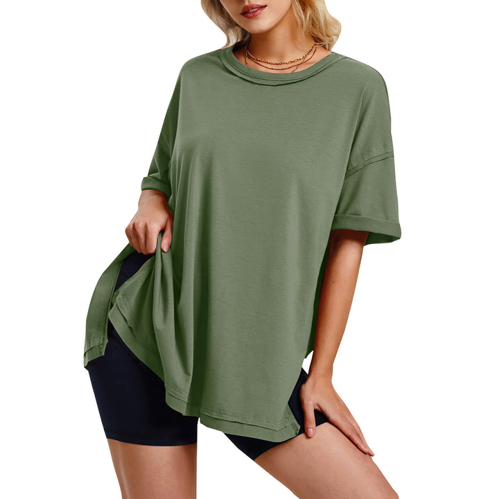 Dame afslappet oversized T-shirt med sidelommer og rund halsudskæring Stiila