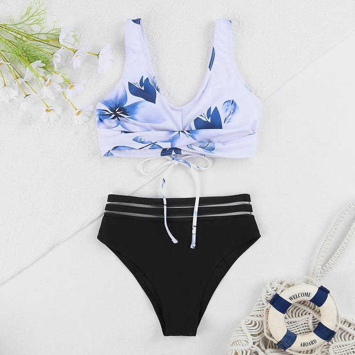 Dame Bikini-sæt med blomstret top og høj talje Stilla