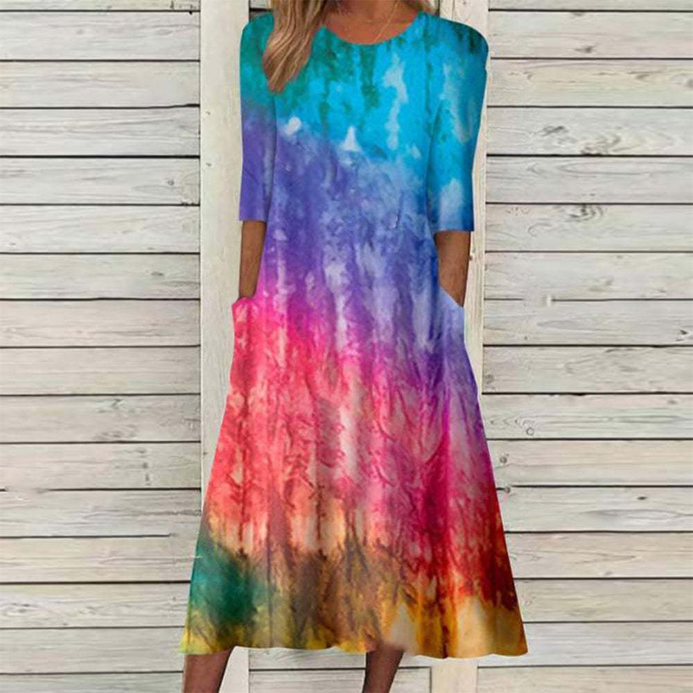 Dame Elegant Midikjole med farverig gradient Stilla