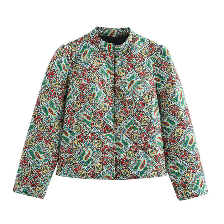 Kvinders fashionable quilted jakke med unik mønstertryk Stilla
