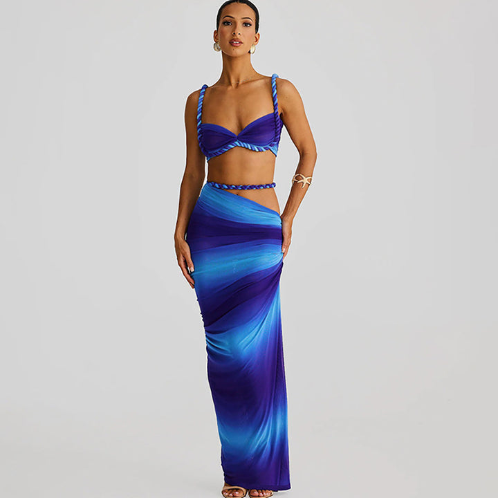 Dame bikini tøj med elegant indpakningsnederdel Skovae
