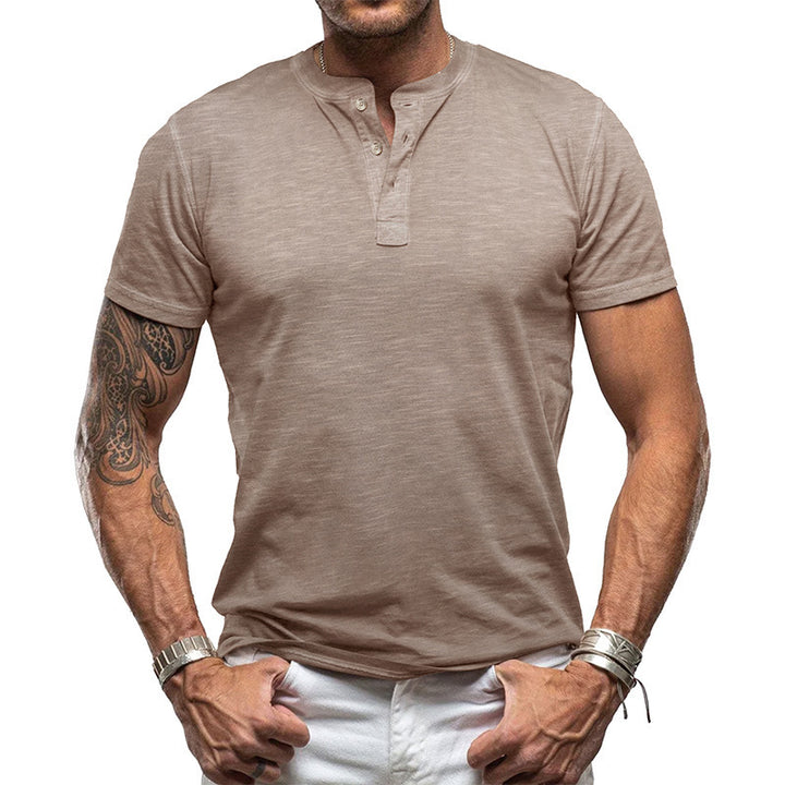 Herrer Kortærmet Henley T-Shirt med moderne Button-Down-udskæring Stilla