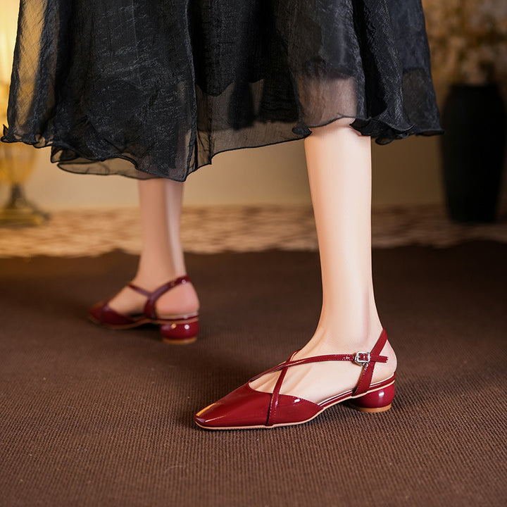 Femme Slingback Blokhæls Pumps med Krydsremdetalje Stilla