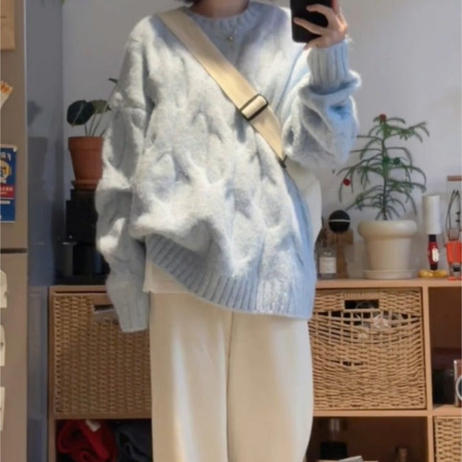 Femme Struktureret Kabelstrik Pullover Sweater Stilla