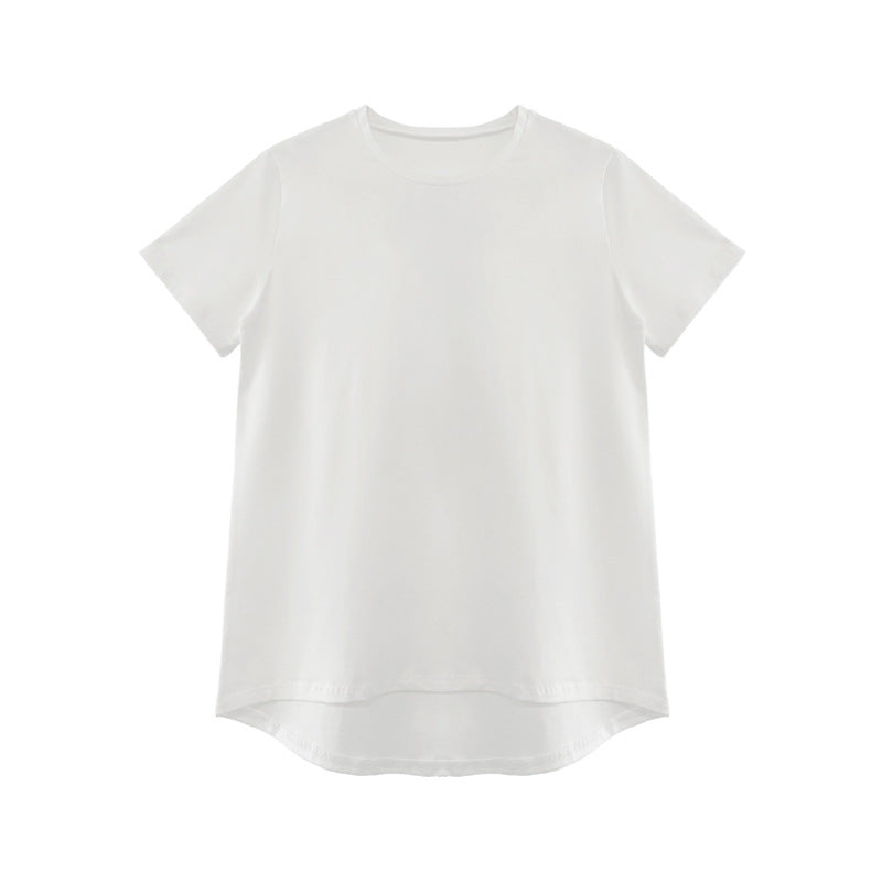Dame afslappet T-shirt med asymmetrisk bund og åndbart materiale Stilla