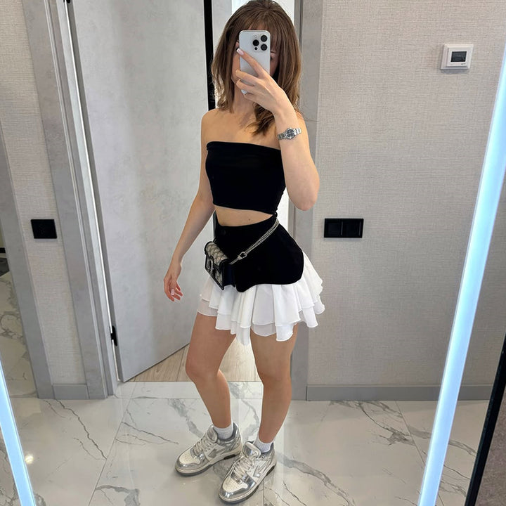 Dame Crop-top med elegant figursyet snit og rynke detaljer Stilla