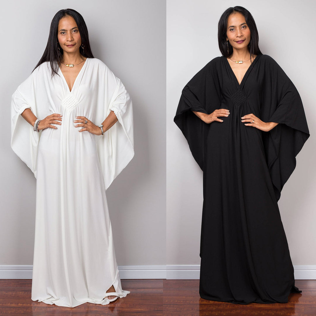 Dame Kaftan med elegant V-udskæring og flydende snit Stilla
