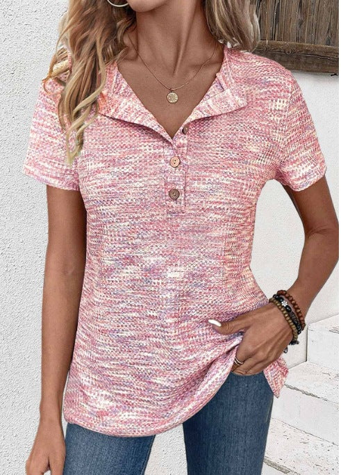 Dame Kortærmet Poloshirt i afslappet strikdesign Stilla