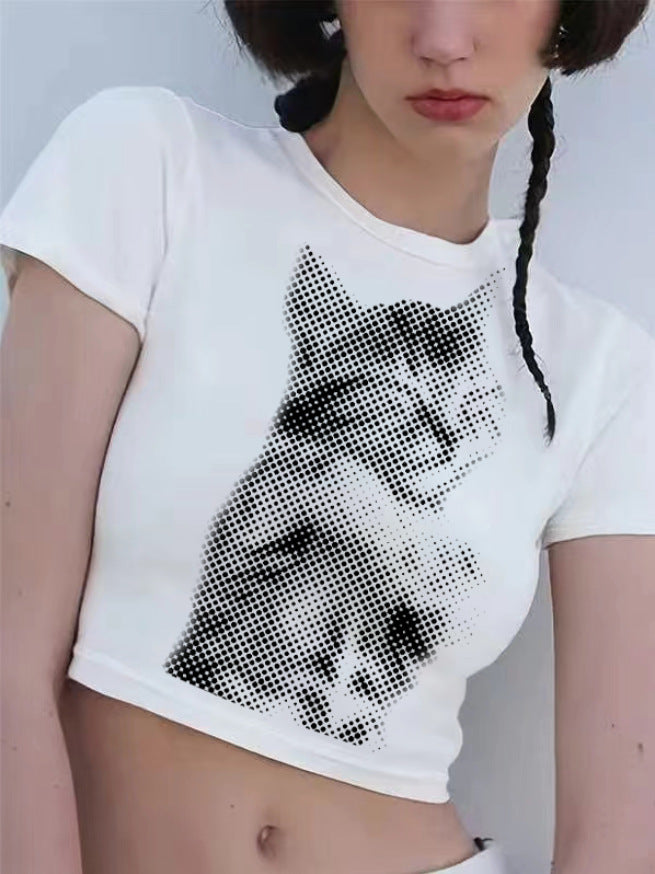 Dame Crop-T-shirt med kreative sløjfe-detaljer Skovae