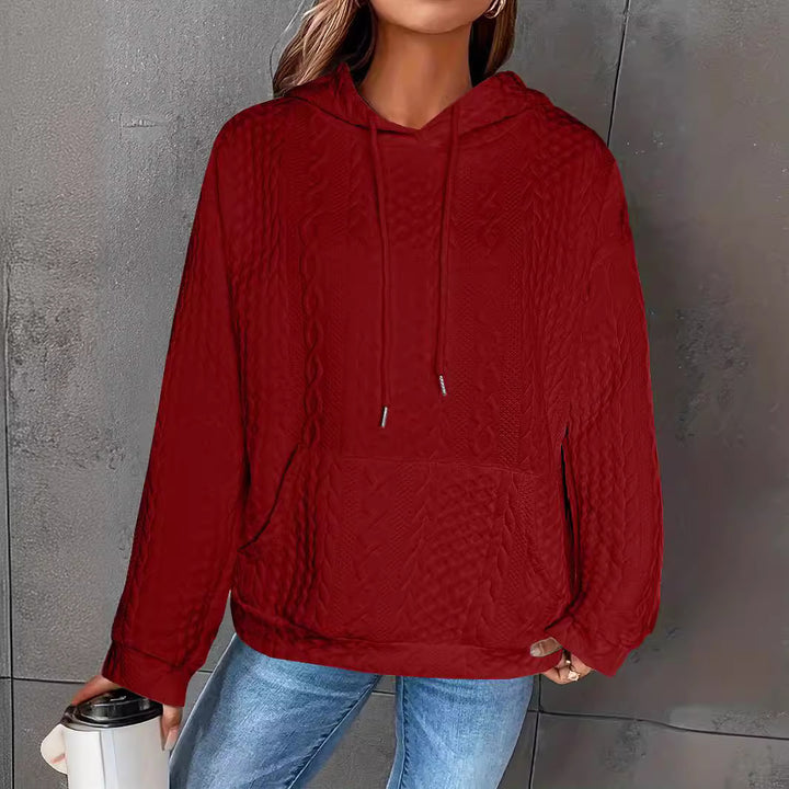 Dame Oversized Strikhoodie med Kængurulomme og Hætte Stilla