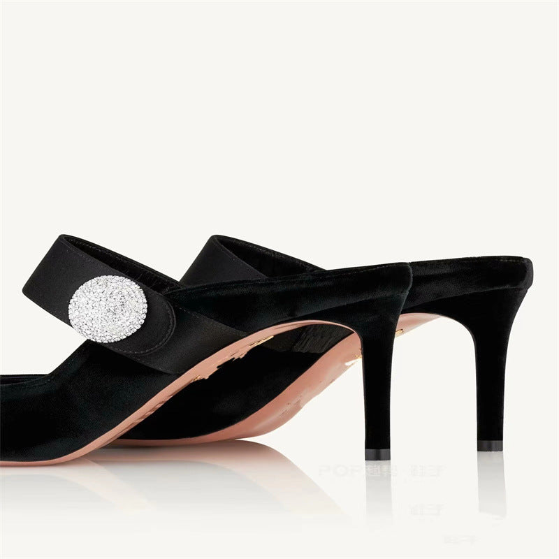 Femme Spids-Tå Slingback-Hæle med dekorativ rem Stilla