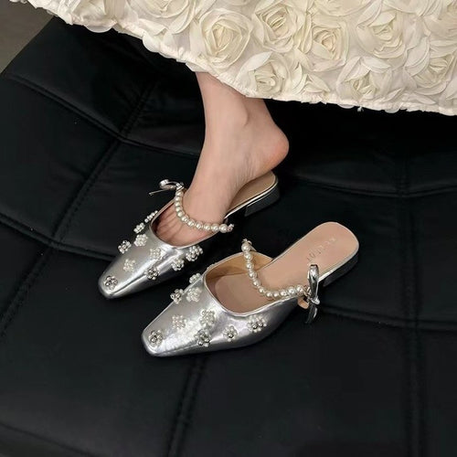 Femme Elegante Perleudsmykkede Slingback Mules Stilla