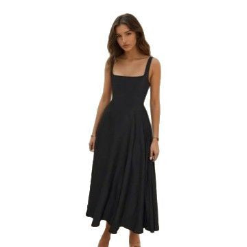 Dame maxikjole med smalle stropper og flydende skirt Stilla