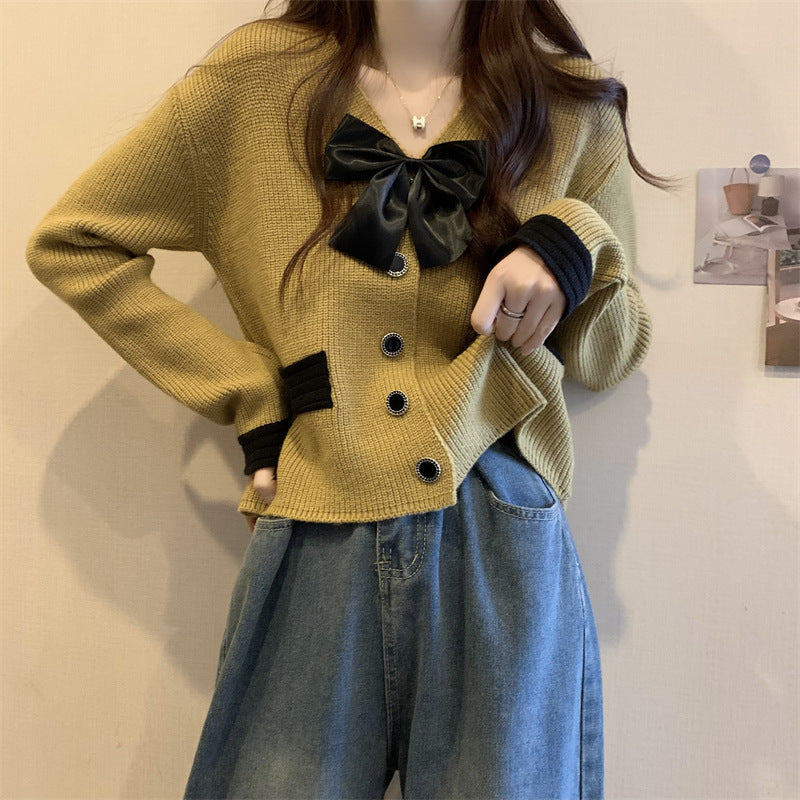 Femme Bow-Detail Strik-Cardigan Stilla
