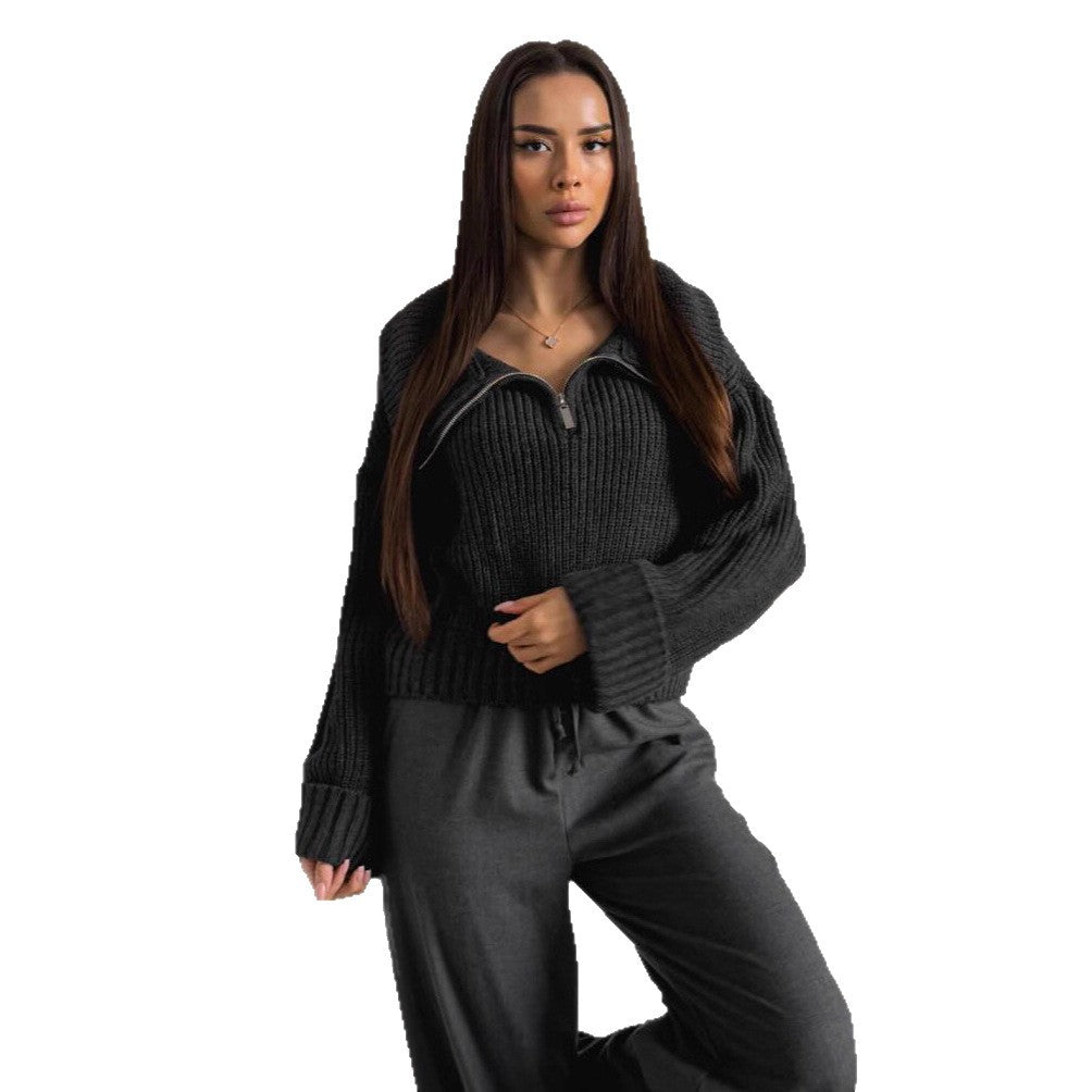 Dame Mode Strikket Sweater med Høj Krave Stilla