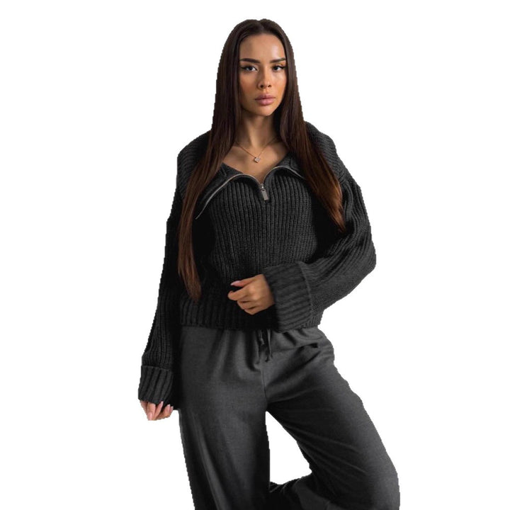 Dame Mode Strikket Sweater med Høj Krave Stilla
