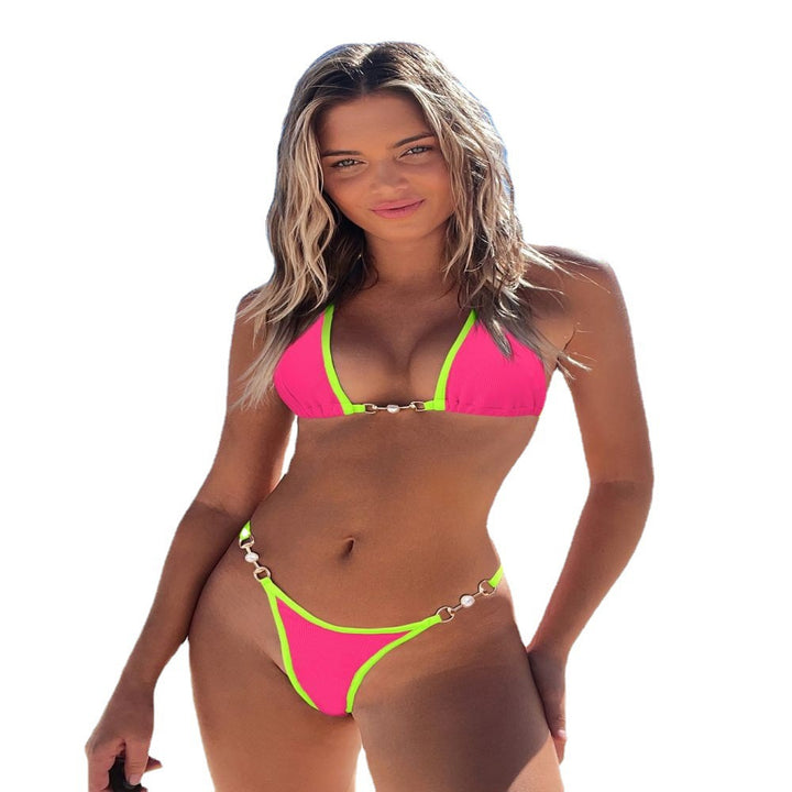 Dame Triangel-Bikini-Sæt med stilfulde metalliske accenter og justerbare stropper Stilla