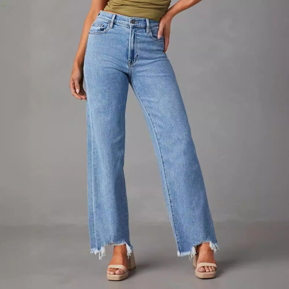 Dame Løst skåret Jeans med frynset kant Stilla