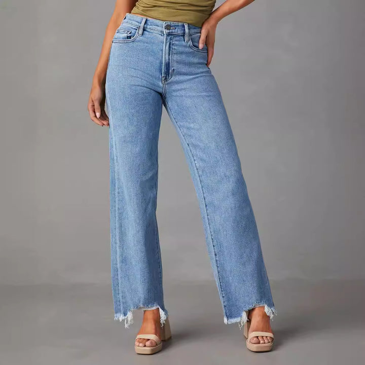 Dame Løst skåret Jeans med frynset kant Stilla