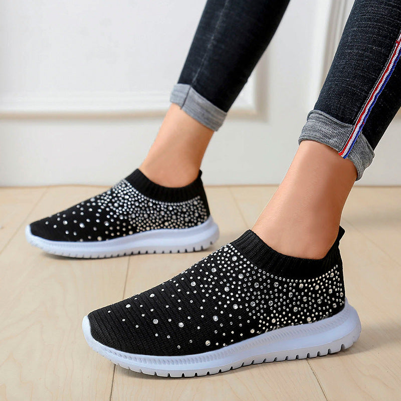 Dame Sneakers med glimmersten og elastisk slip-on design Stilla