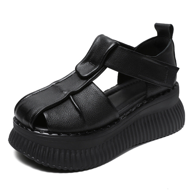 Dame Chunky Platform Open-Toe Sandaler med justerbar rem Stilla