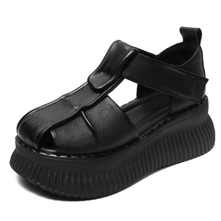 Dame Chunky Platform Open-Toe Sandaler med justerbar rem Stilla